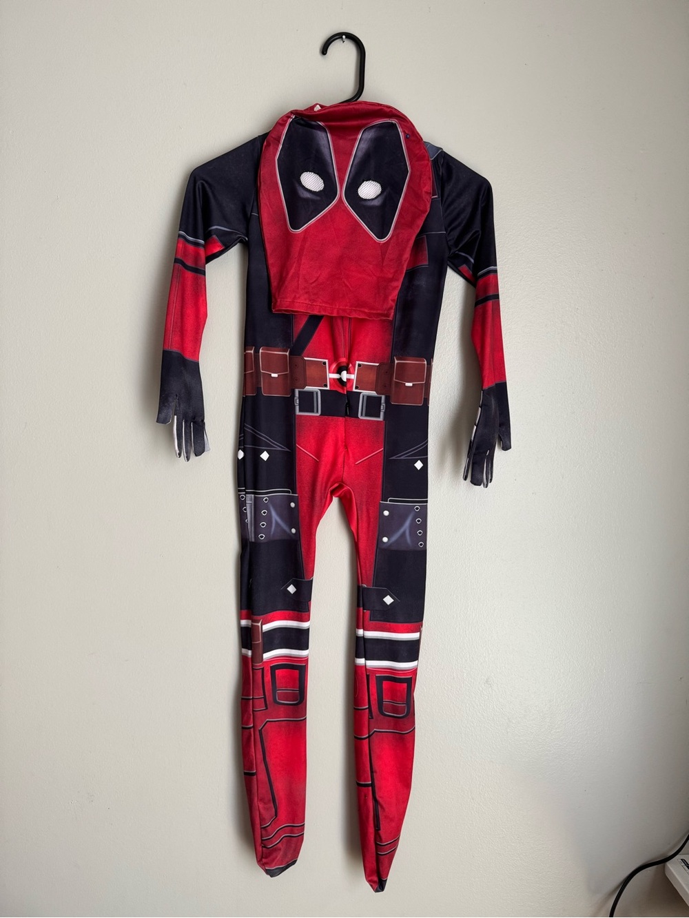 Kids Red and Black Superhero Jumpsuit with Mask